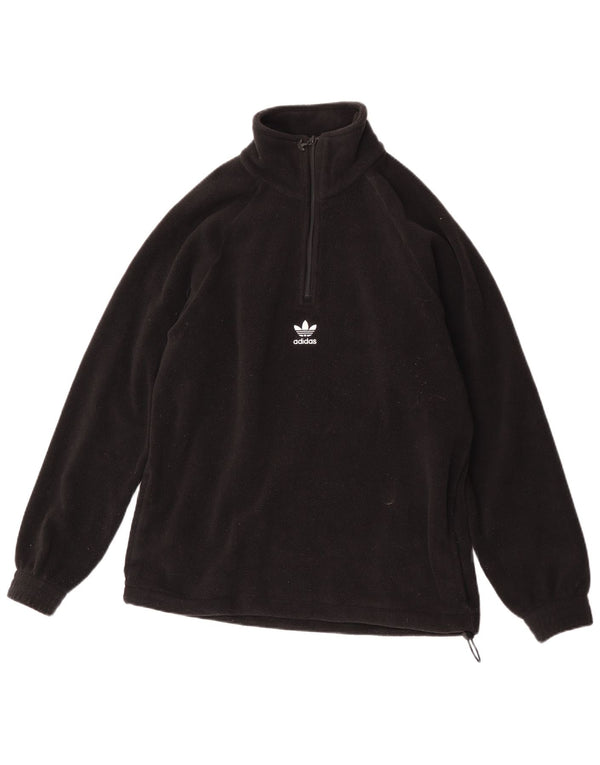 Adidas Pull polaire à col zippé pour homme Petit polyester noir