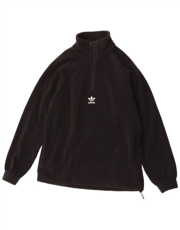 Adidas Pull polaire à col zippé pour homme Petit polyester noir