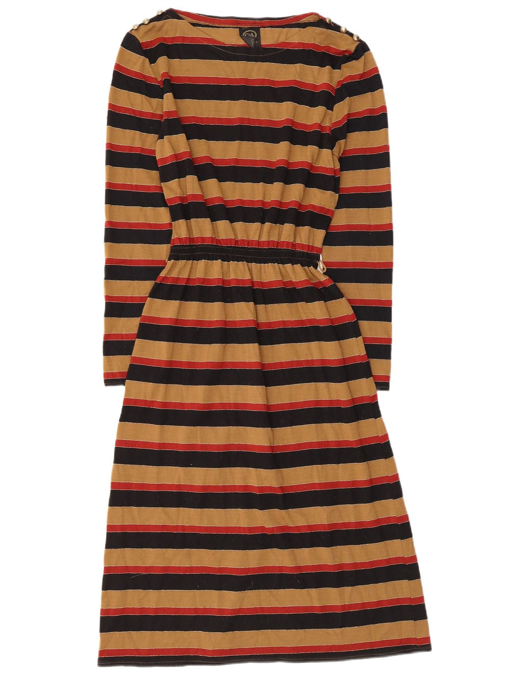 C&A Robe longue à manches longues pour femme EU 38 Acrylique rayé marron moyen