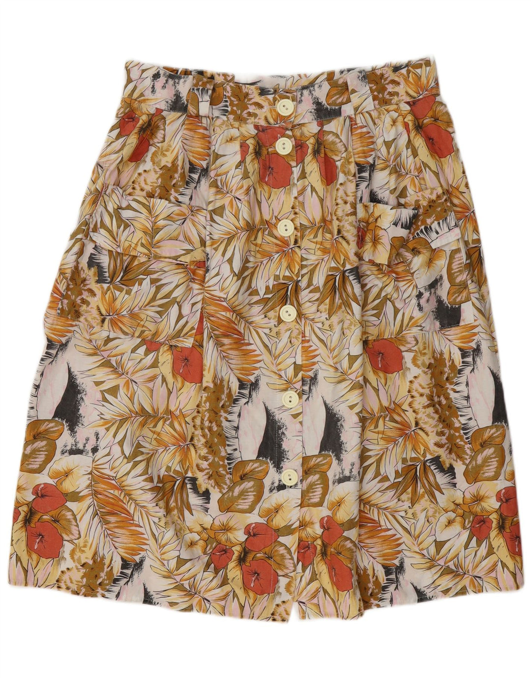 VINTAGE Jupe trapèze femme W34 Grand motif floral multicolore