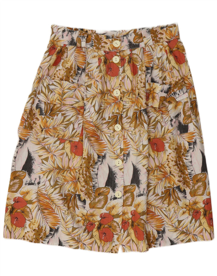 VINTAGE Jupe trapèze femme W34 Grand motif floral multicolore