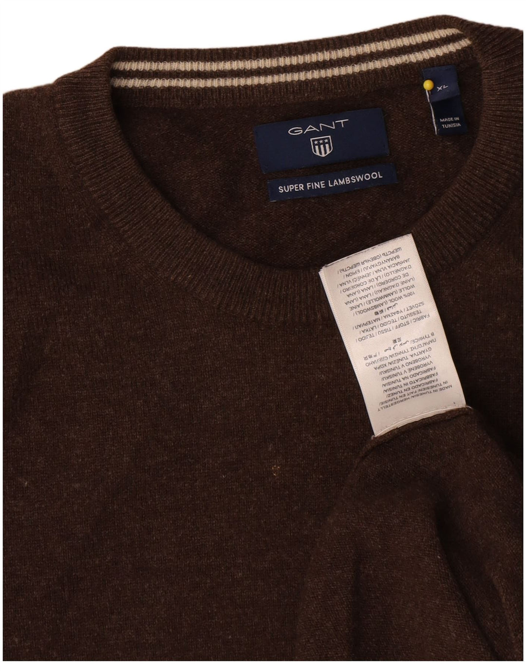 Gant Pull col rond homme XL marron laine d'agneau