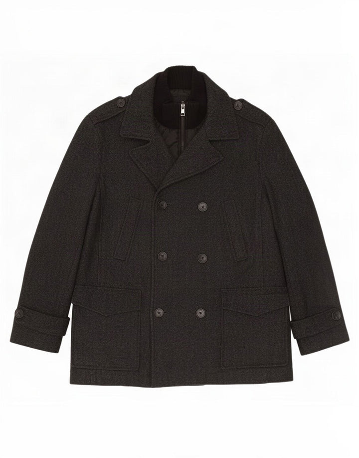 Calvin Klein Caban pour homme UK 40 Large laine à chevrons gris
