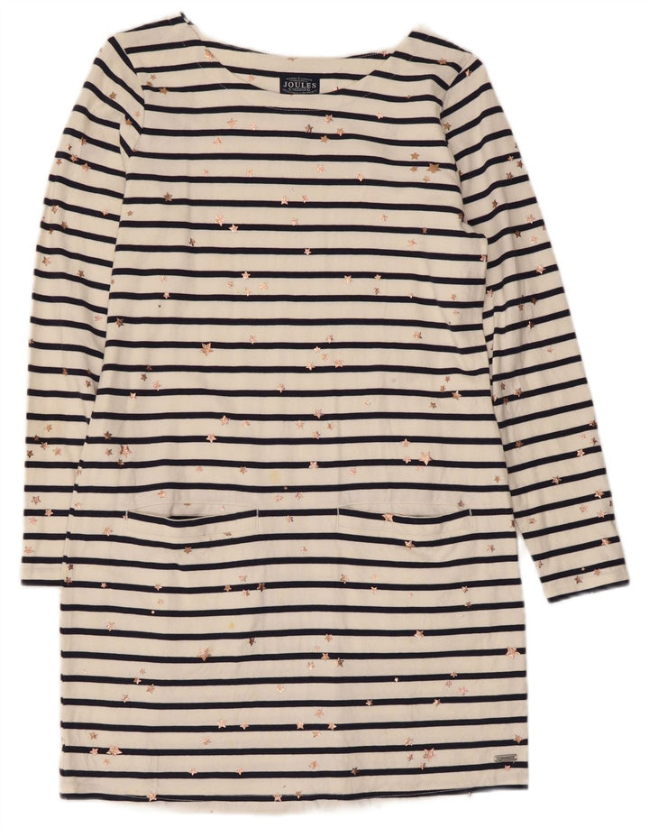 Joules Robe fourreau à motif abstrait pour femme UK 10 Petites rayures blanches