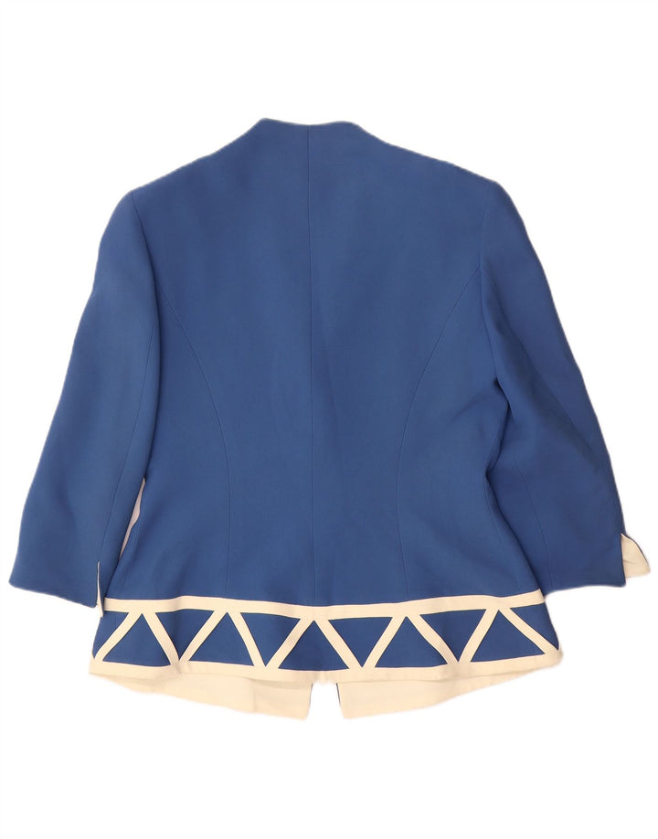 Gattinoni Veste Blazer Femme Manches 3/4 1 Bouton IT 48 XL Bleu Géométrique