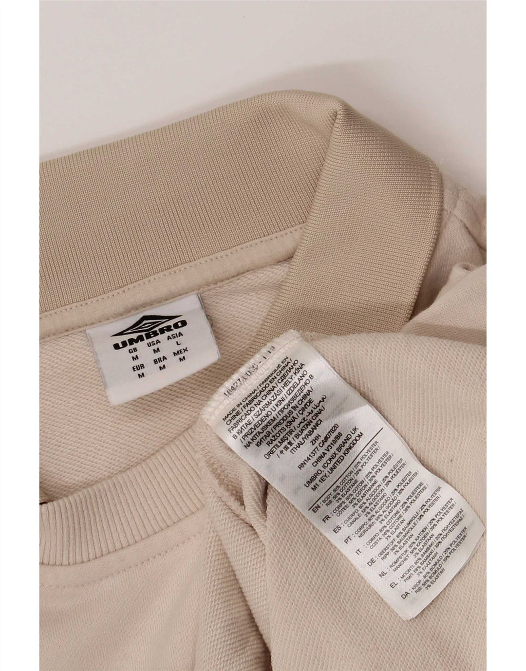 Umbro Sweat-Shirt à Col Polo Homme Beige Moyen Colourblock Cotton