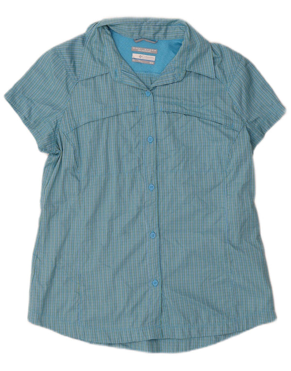 Columbia Chemise à manches courtes Omni-Shade pour femme UK 12 Bleu moyen à carreaux