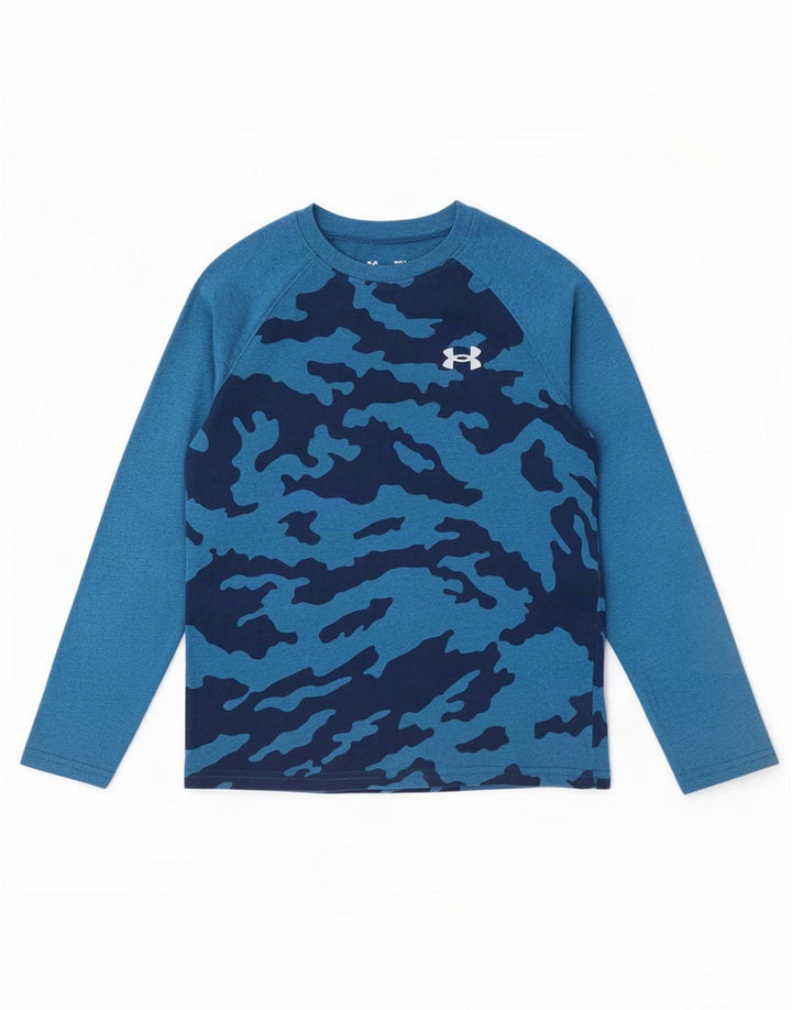 Under Armour Top Garçon Manches Longues 9-10 ans Bleu Moyen Camouflage