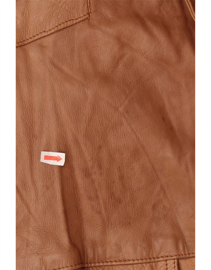 VINTAGE Veste en cuir militaire pour homme UK 44 2XL Cuir marron