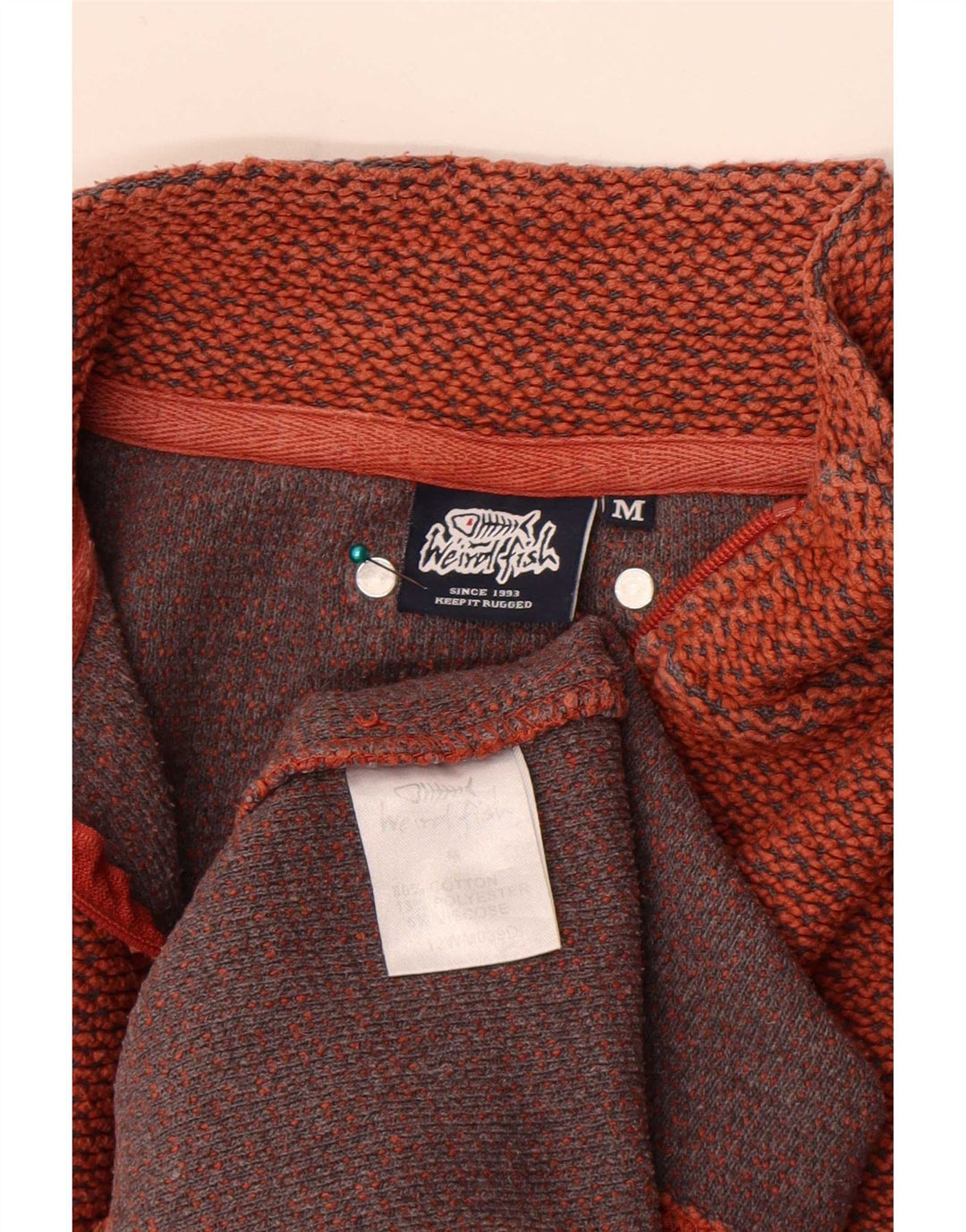 Weird Fish Sweat-shirt col zippé pour homme en coton orange moyen