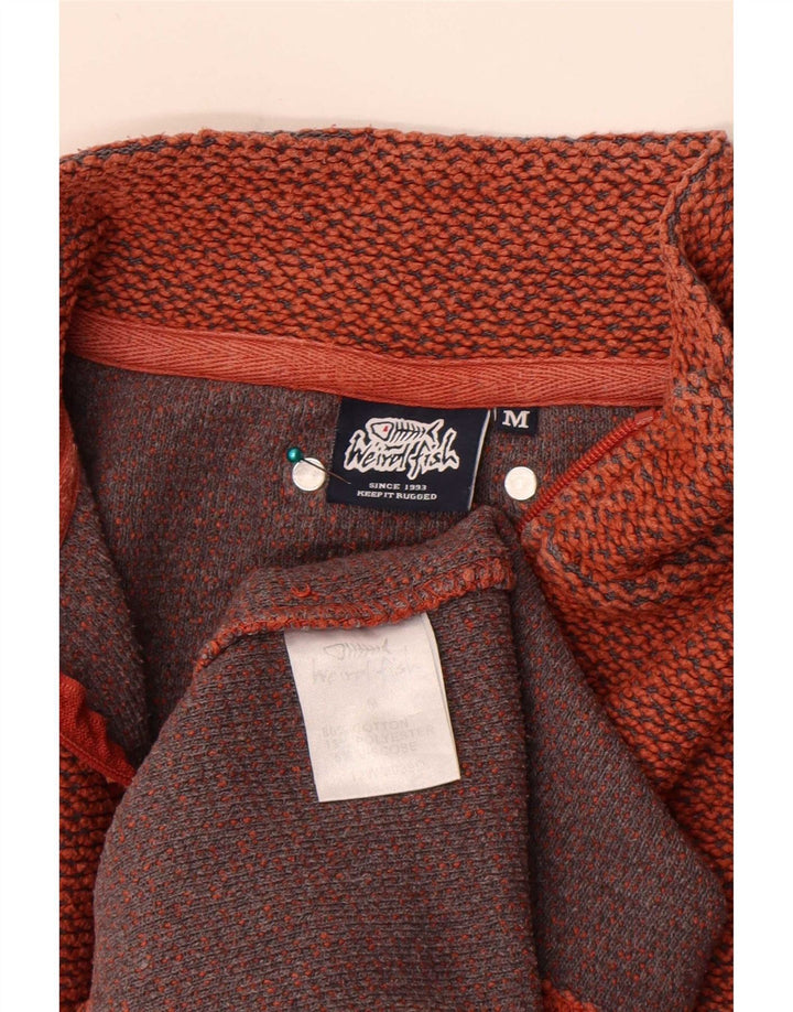 Weird Fish Sweat-shirt col zippé pour homme en coton orange moyen