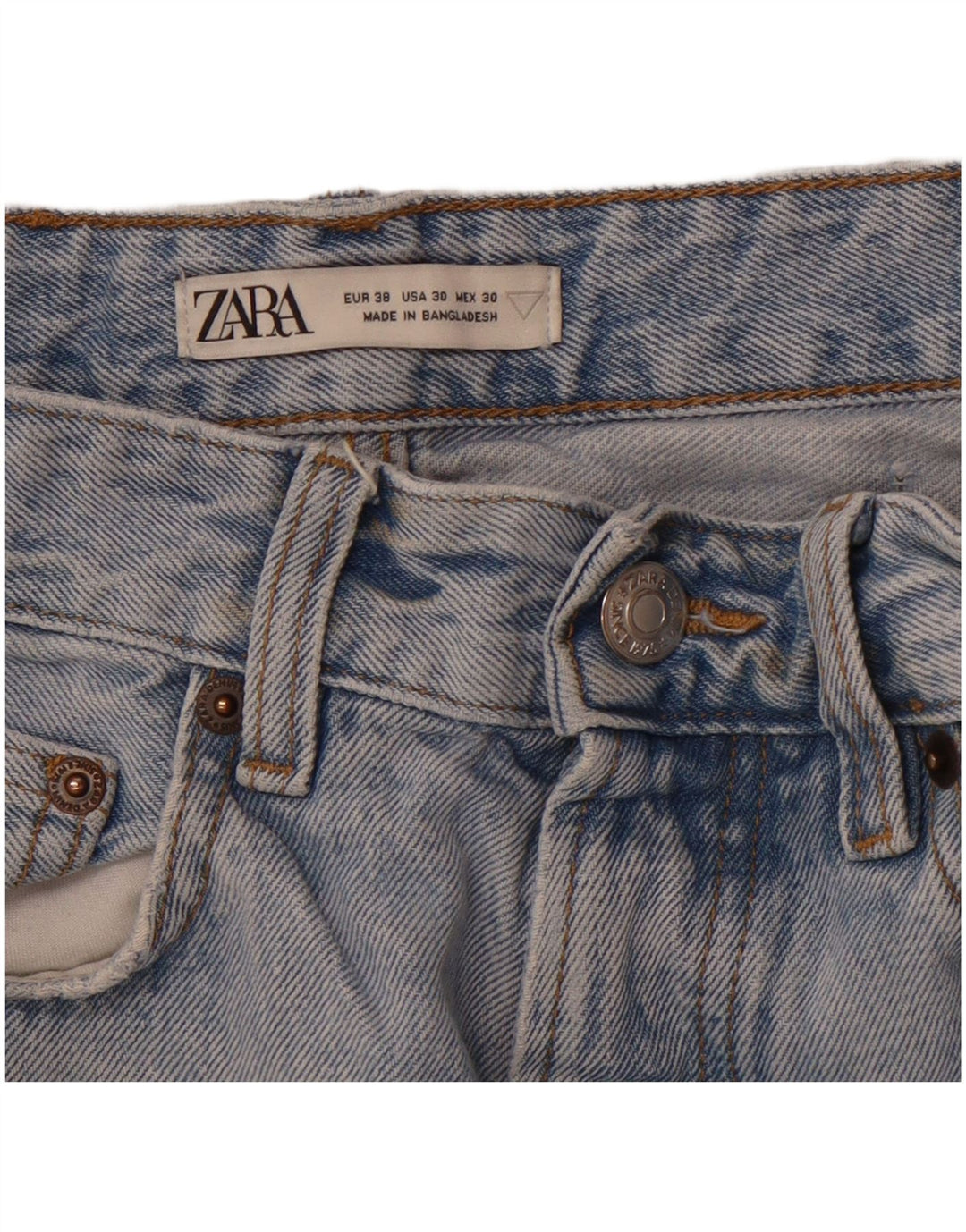 ZARA Jean droit vieilli pour homme EU 38 Small W30 L30 Bleu