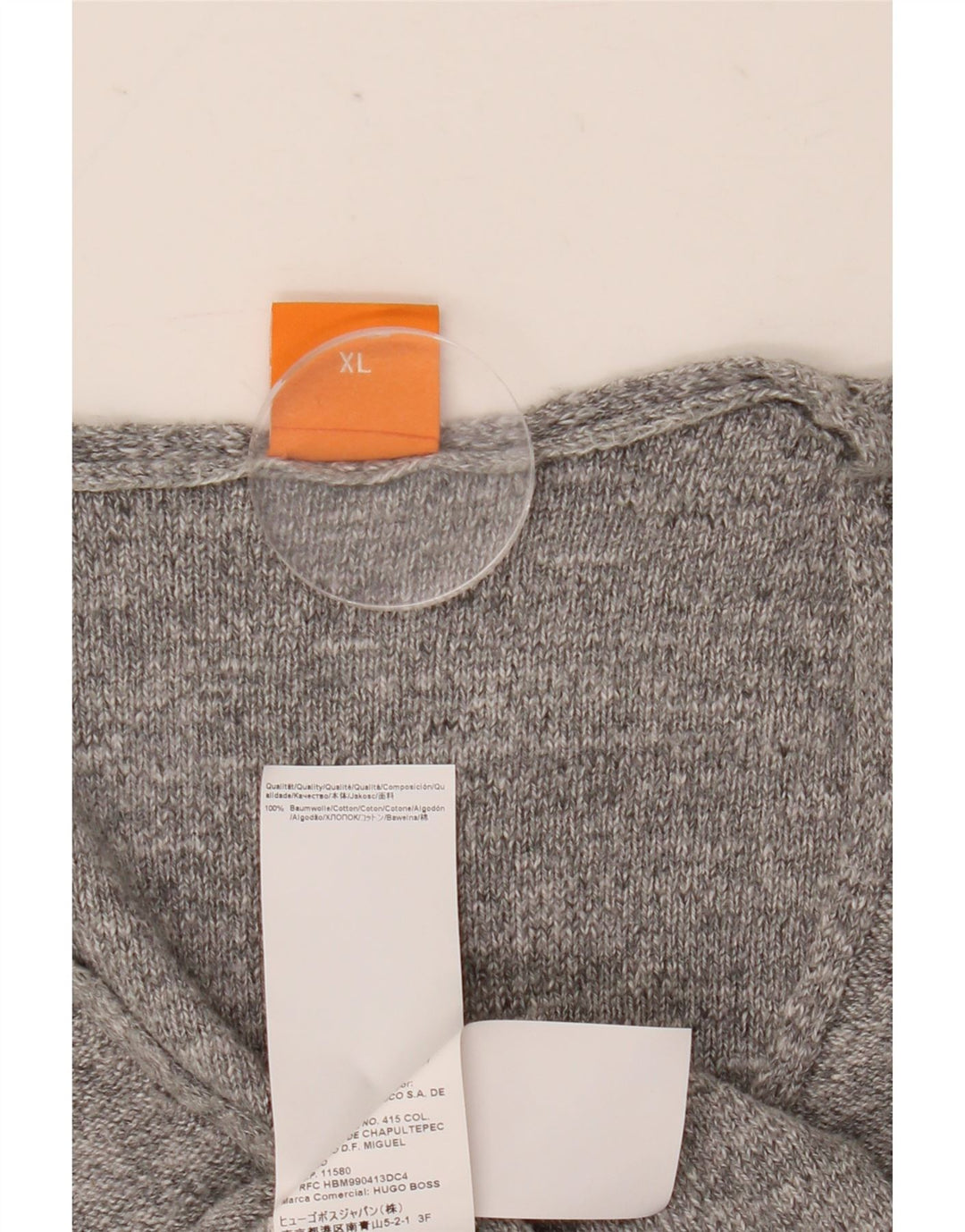 Hugo Boss Homme Pull col V XL Gris Coton