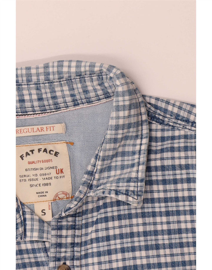 Fat Face Chemise Regular Fit Homme Petit Carreau Bleu Coton
