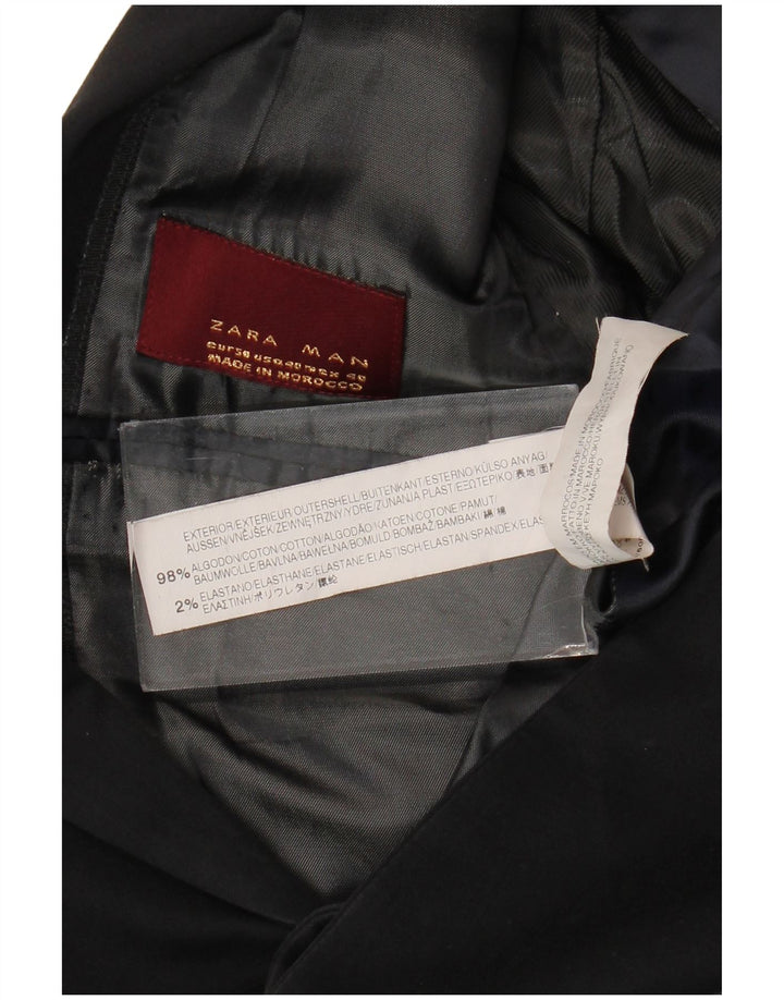 Zara Veste Blazer 2 Boutons Homme EU 50 Coton Noir Moyen