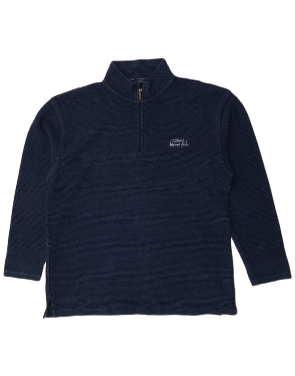 Weird Fish Sweat-shirt col zippé pour homme en coton bleu marine 2XL