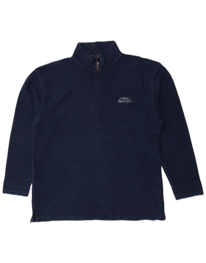 Weird Fish Sweat-shirt col zippé pour homme en coton bleu marine 2XL