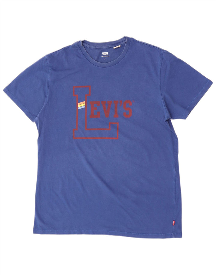 Levi's T-Shirt Graphique Femme UK 16 Large Bleu
