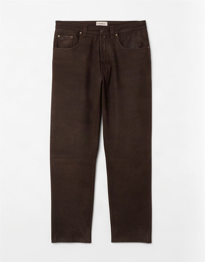Pantalon droit en cuir Vintage pour hommes W34 L32 marron