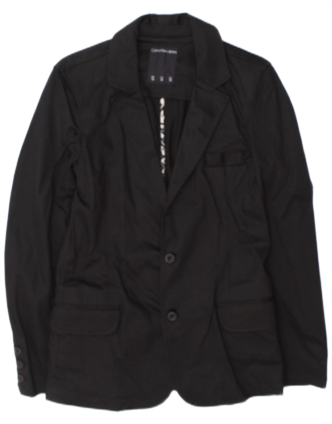 Calvin Klein Jeans Veste blazer à 2 boutons pour homme UK 38 en coton noir moyen