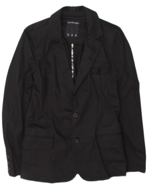 Calvin Klein Jeans Veste blazer à 2 boutons pour homme UK 38 en coton noir moyen