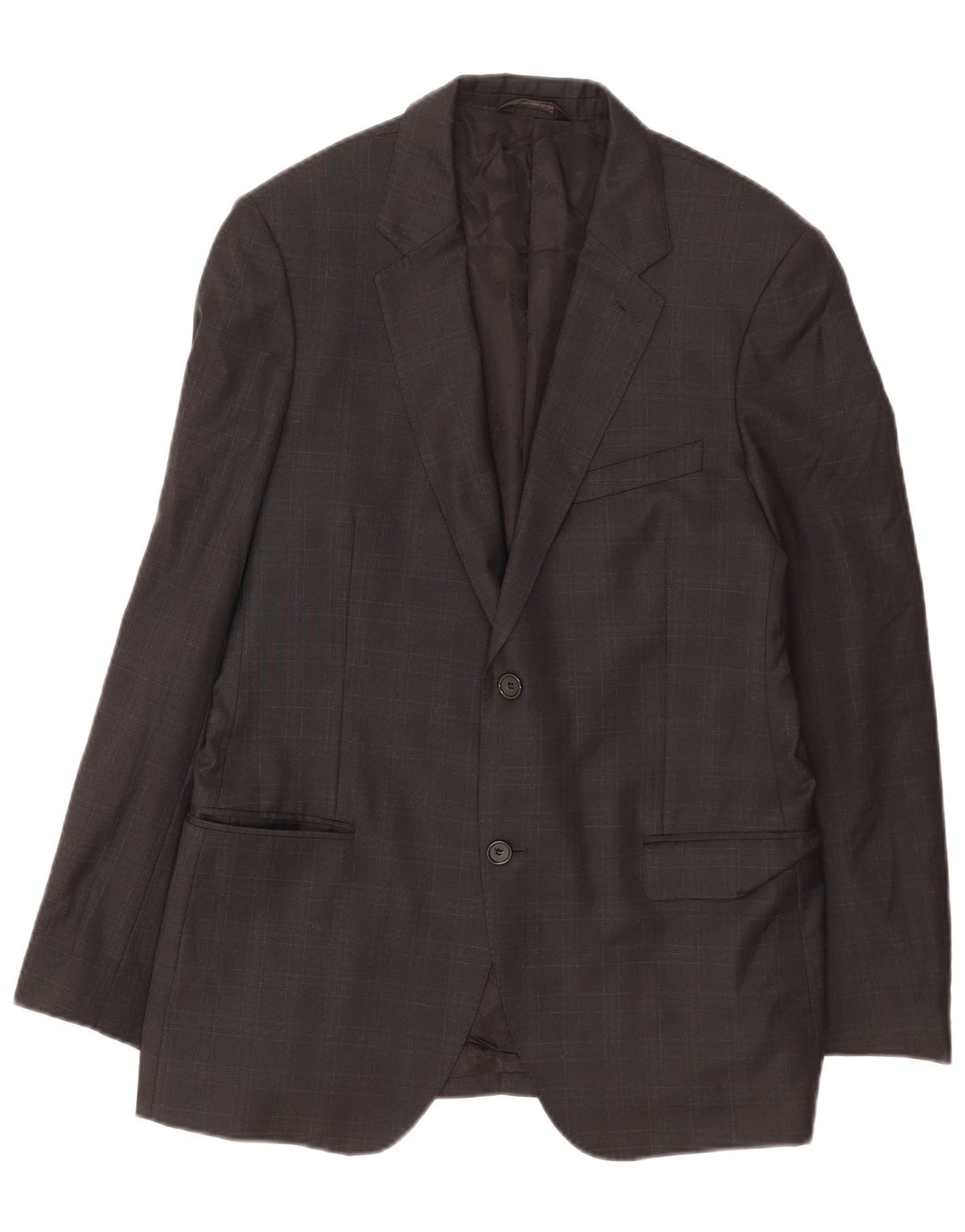 Calvin Klein Veste blazer à 2 boutons pour homme IT 50 en laine à carreaux gris