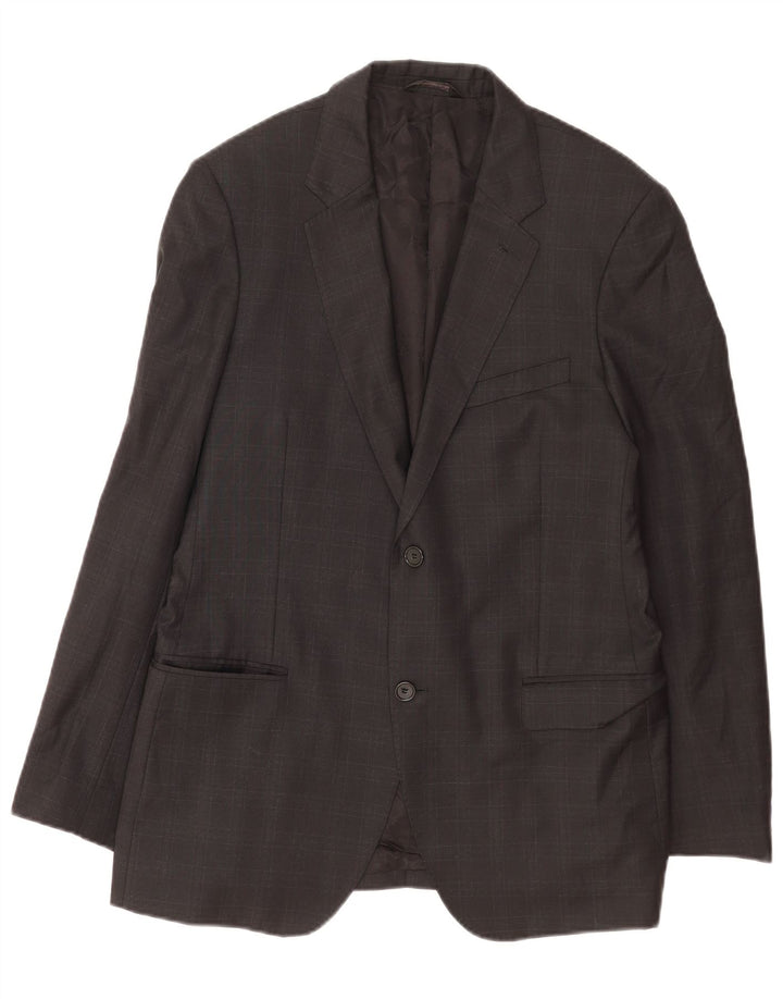 Calvin Klein Veste blazer à 2 boutons pour homme IT 50 en laine à carreaux gris