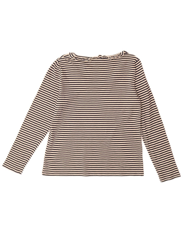 Crew Clothing Haut à manches longues pour femme UK 8 Petit coton rayé blanc