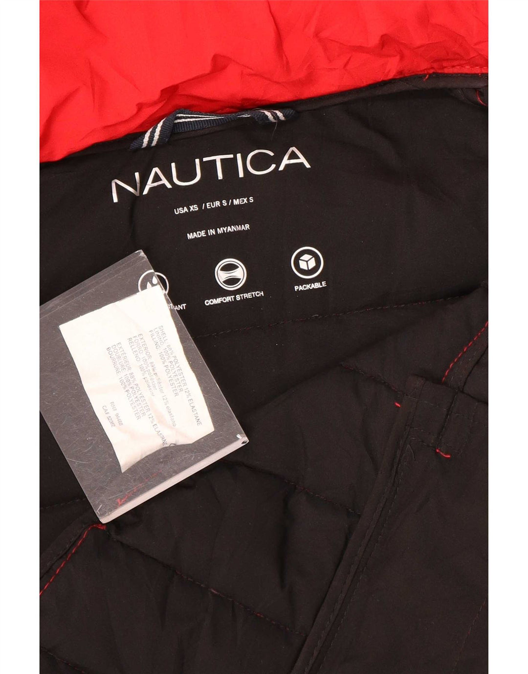 Nautica Veste matelassée à capuche pour femme UK 6 XS Rouge Polyester