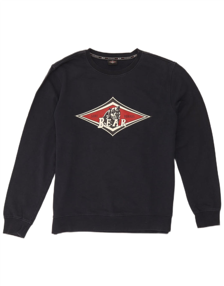 Bear Sweat-Shirt Graphique Homme Bleu Marine Moyen Coton
