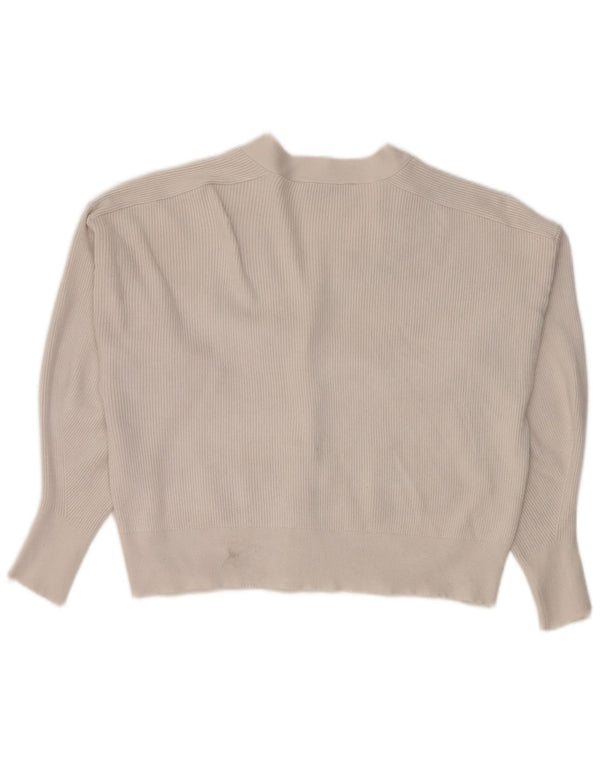 Zara Womens Crop Cardigan Pull UK 14 Moyen Blanc
