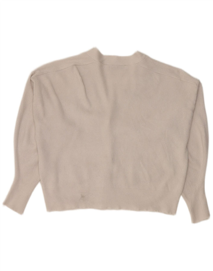 Zara Womens Crop Cardigan Pull UK 14 Moyen Blanc
