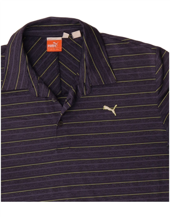 PUMA Polo Homme Large Violet Rayé