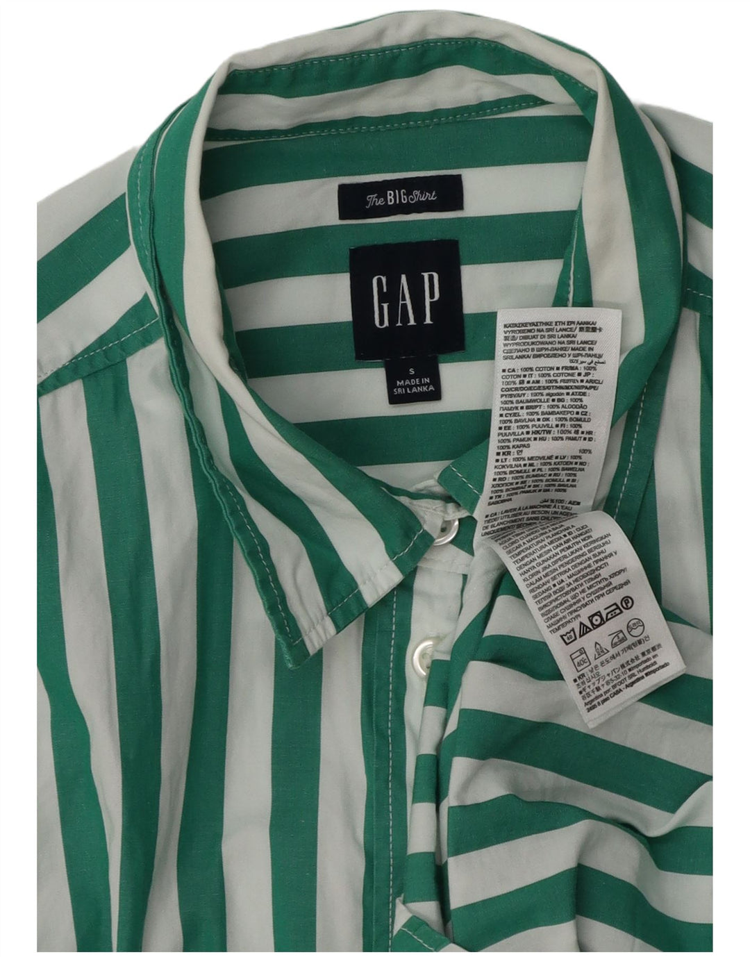 Gap Big Shirt Femme UK 10 Petit Coton Rayé Vert