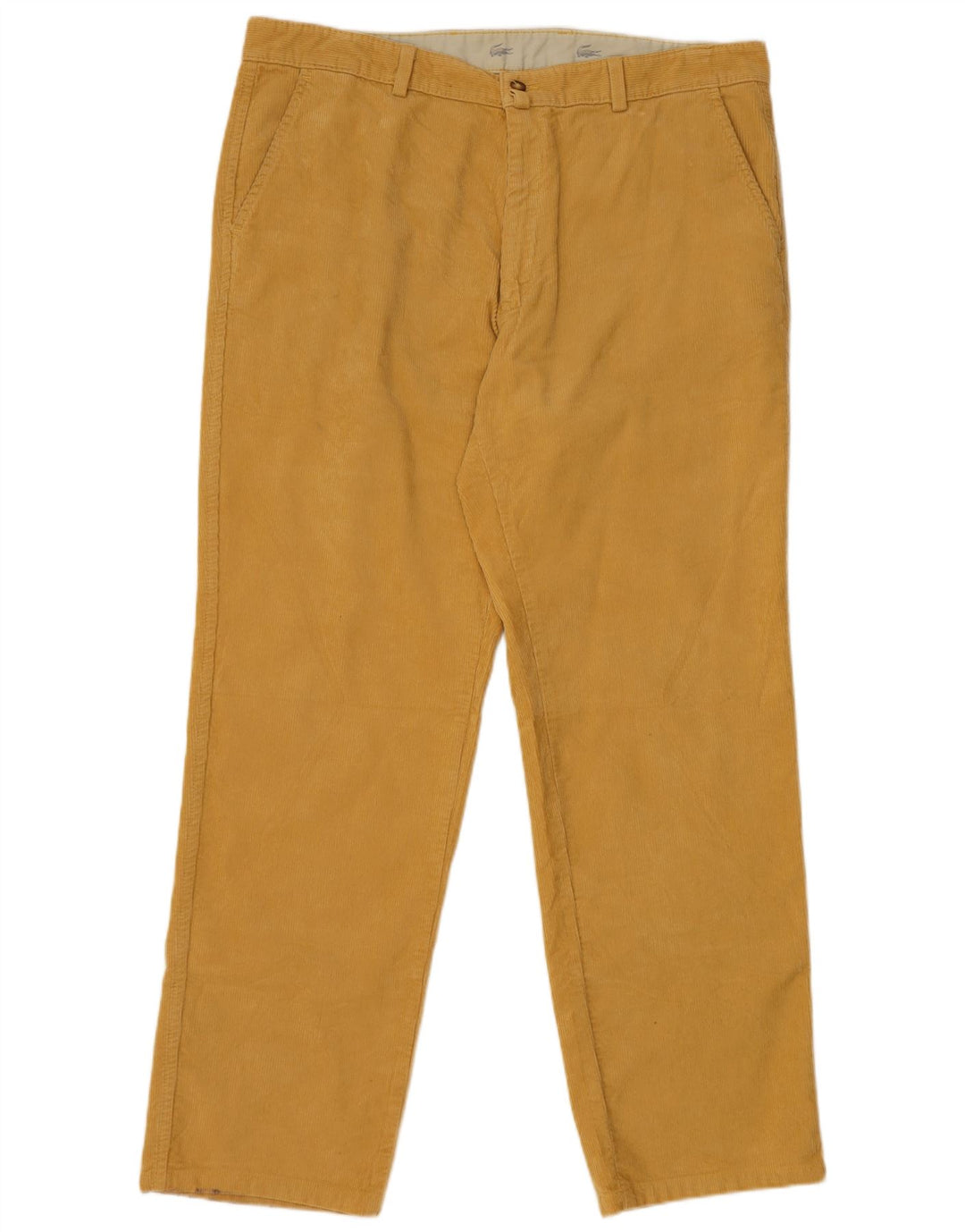 LACOSTE Mens Straight Corduroy Trousers Size 48 XL W38 L31 Yellow Cotton