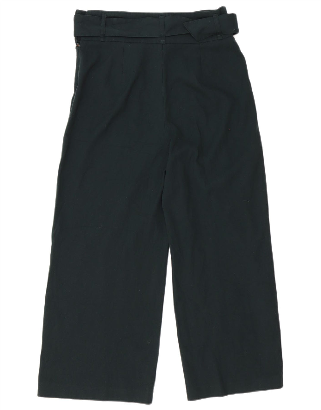 Zara Pantalon court à jambe large pour femme Medium W30 L25 Vert Polyester