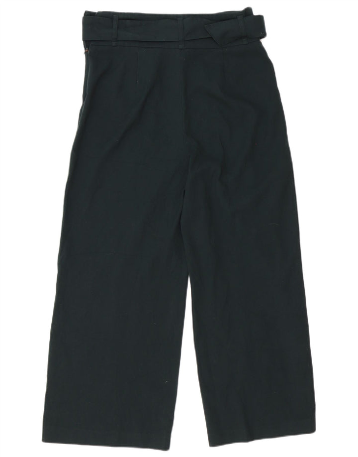 Zara Pantalon court à jambe large pour femme Medium W30 L25 Vert Polyester