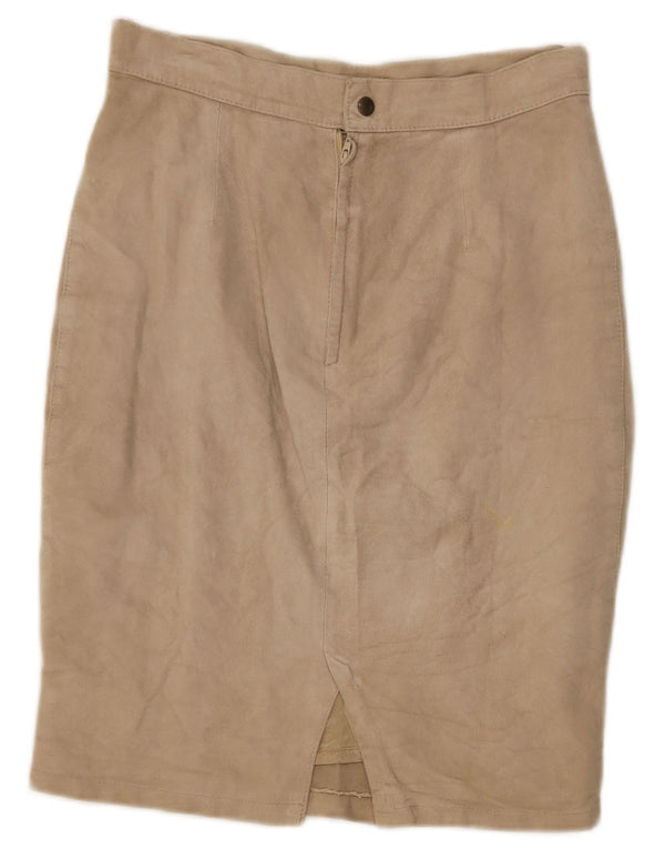 Jupe crayon en daim femme vintage Medium W30 Beige