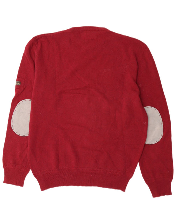 Avirex Pull col rond pour homme XL en laine vierge bordeaux
