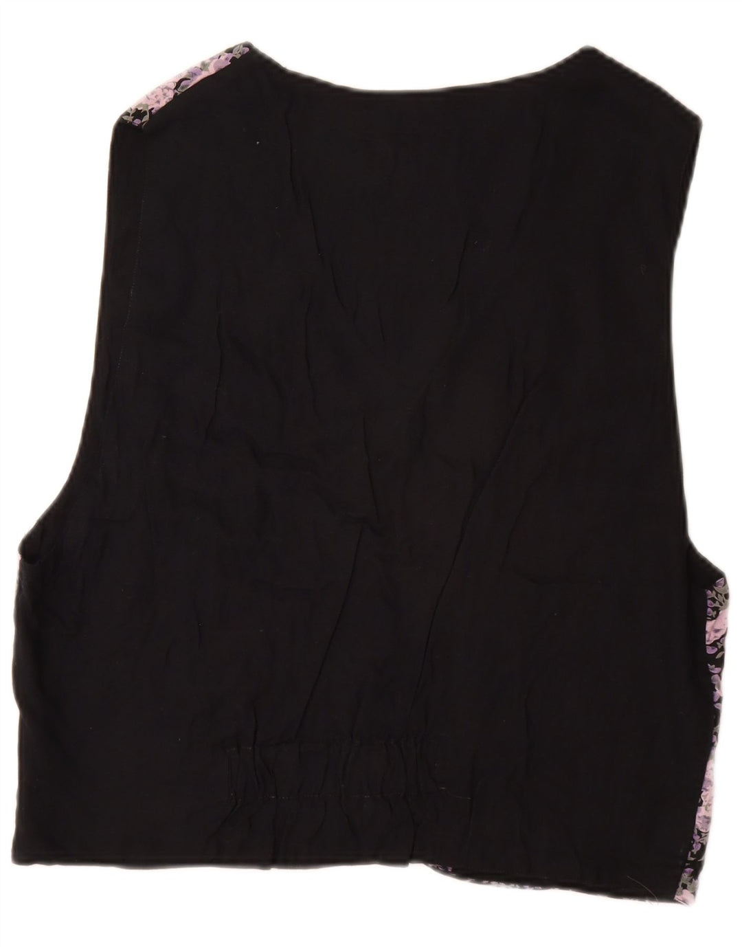 VINTAGE Gilet Homme IT 52/54 Grande Viscose Florale Noire