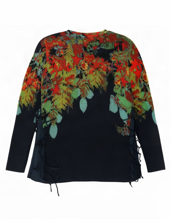 Desigual Pull col V pour femme UK 14 Large Bleu marine Floral