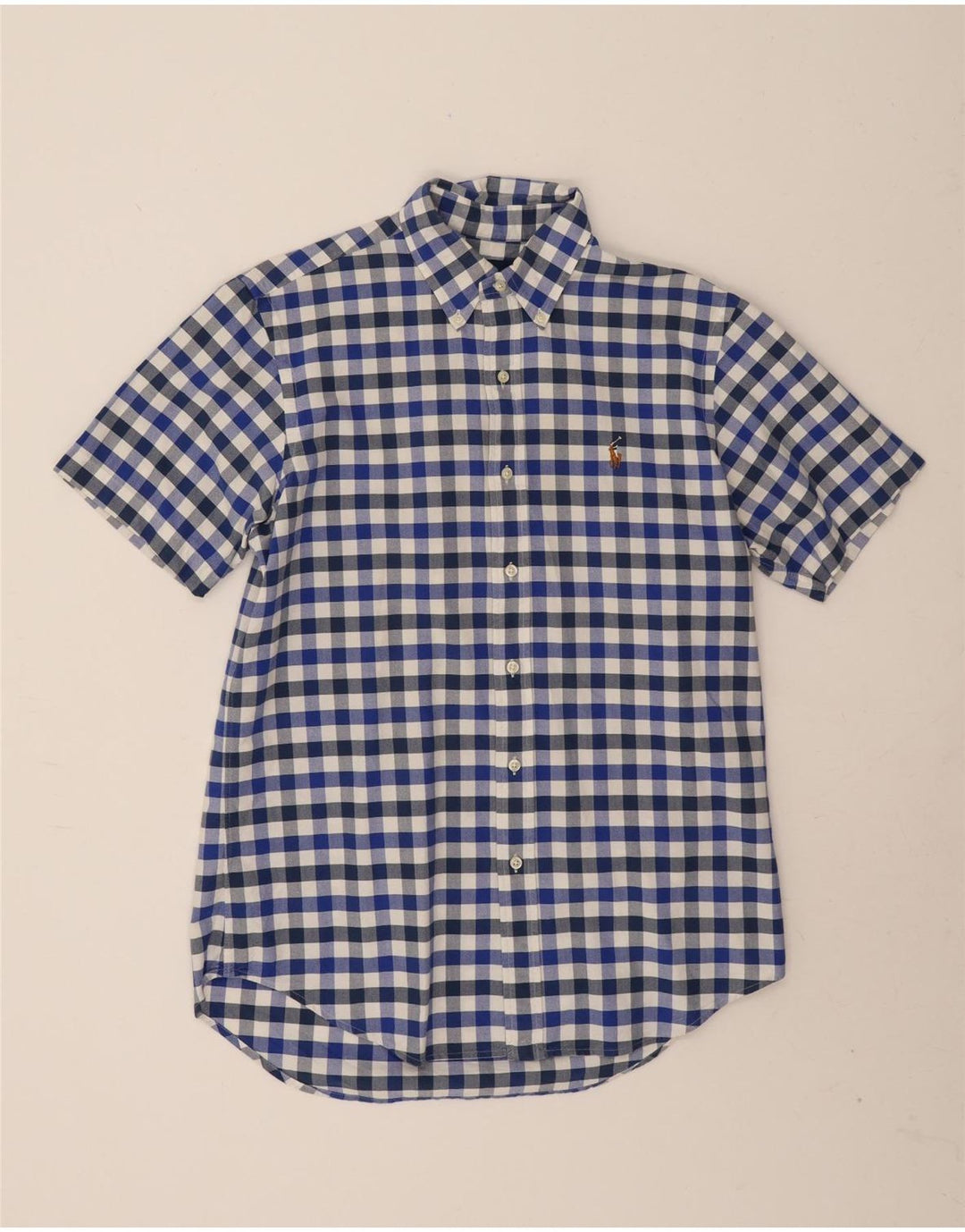 Ralph Lauren Chemise à manches courtes pour homme en coton vichy bleu moyen