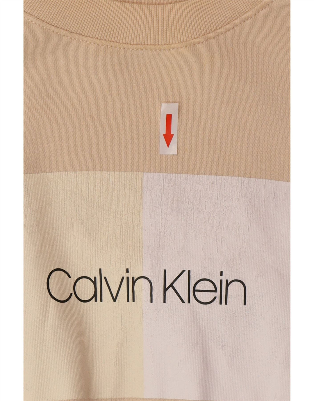 Calvin Klein Sweat-shirt surdimensionné graphique pour femme UK 10 Petit Beige