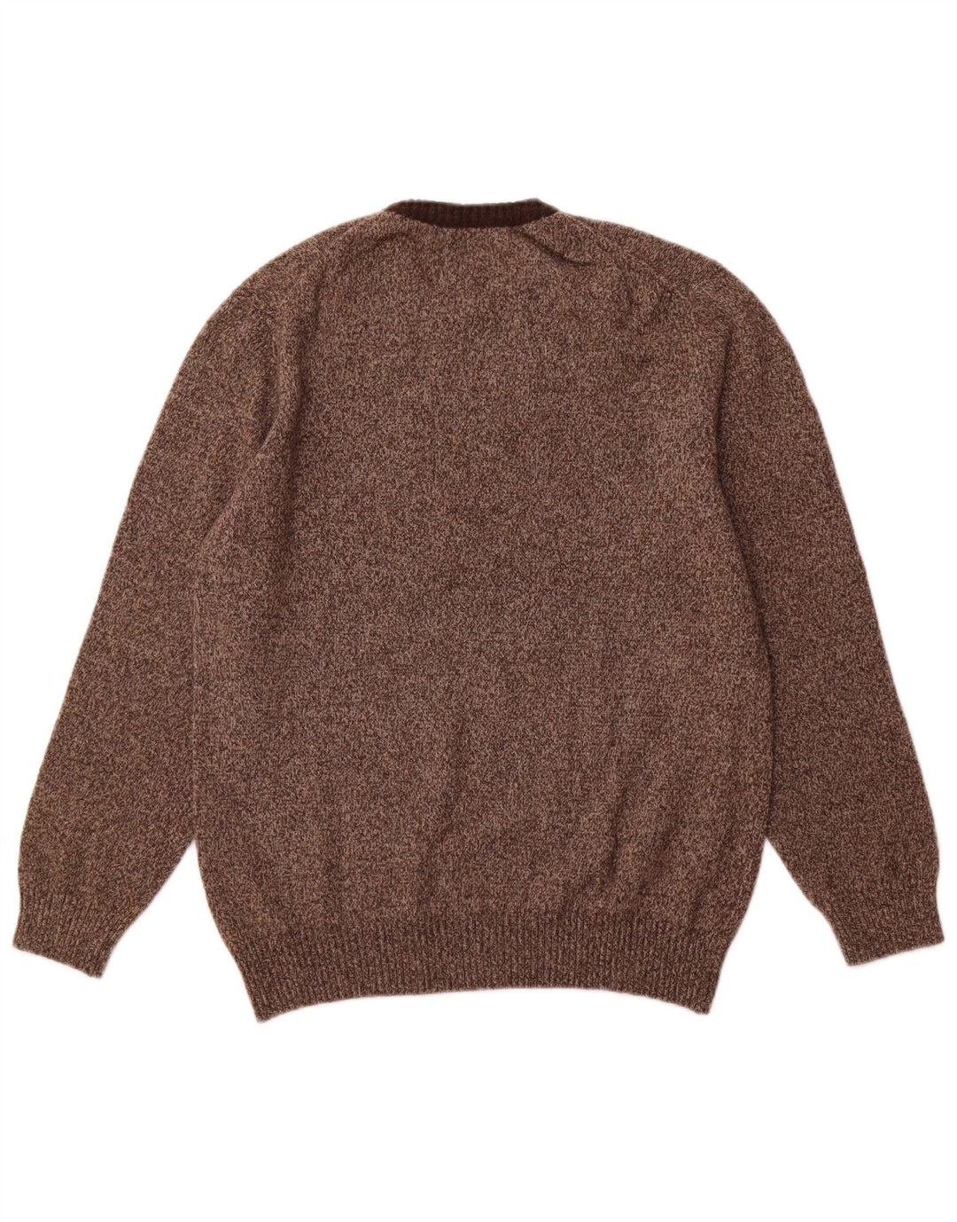 IL GRANCHIO Pull à col rond pour femme UK 22 3XL Laine mouchetée marron