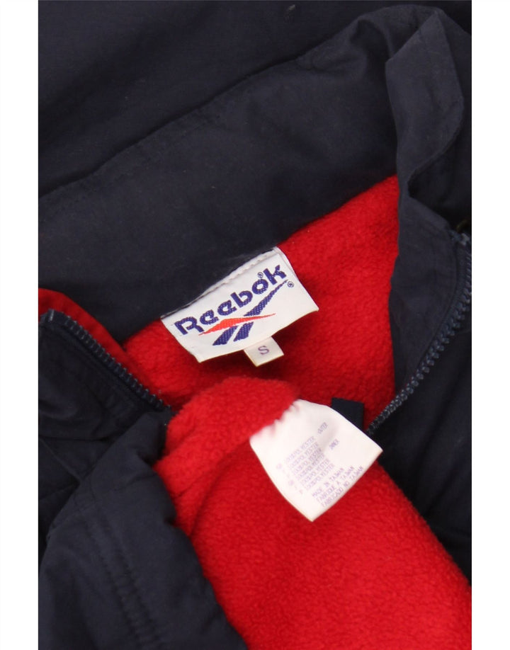 Reebok Veste anorak graphique à capuche surdimensionnée pour hommes UK 36 Small Bleu marine