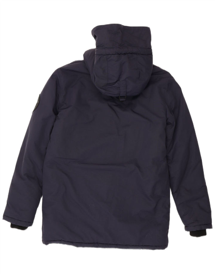 Superdry Manteau matelassé à capuche pour hommes UK 38 Nylon bleu marine moyen