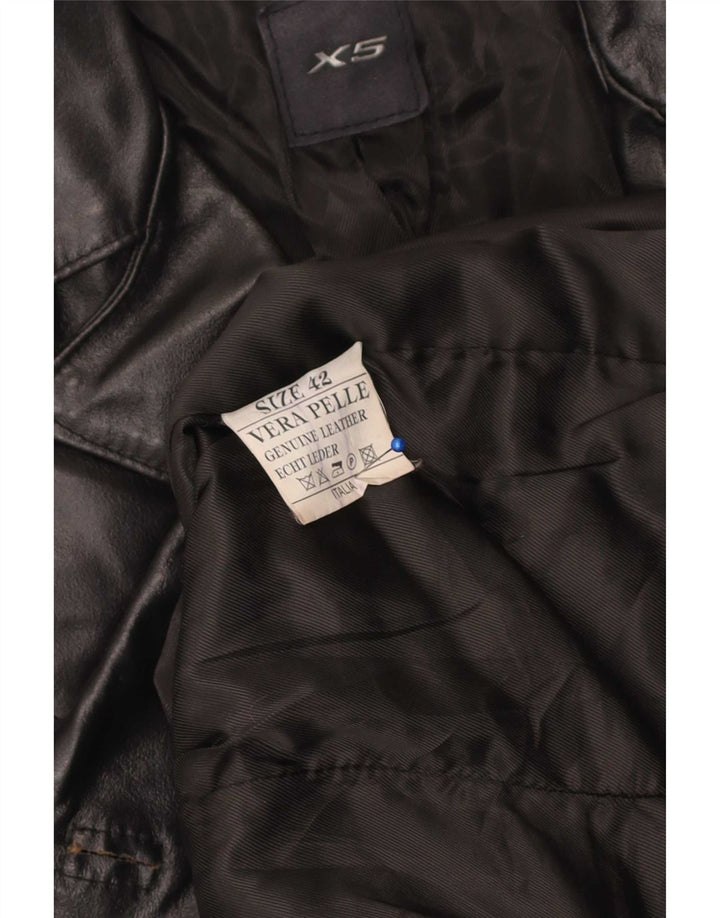 manteau en cuir femme vintage IT 42 Cuir noir moyen