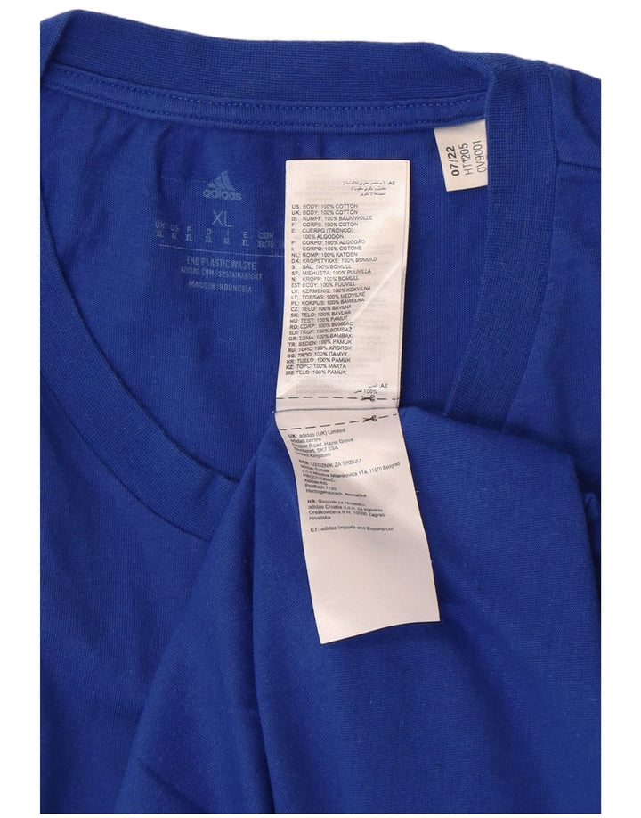 ADIDAS T-Shirt Graphique Homme Top XL Bleu Coton