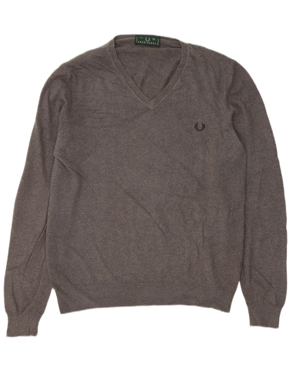 Fred Perry Pull col V homme XL laine gris