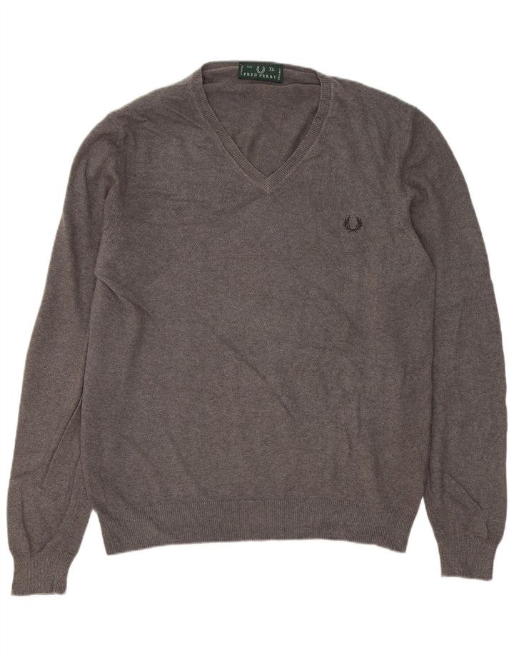 Fred Perry Pull col V homme XL laine gris